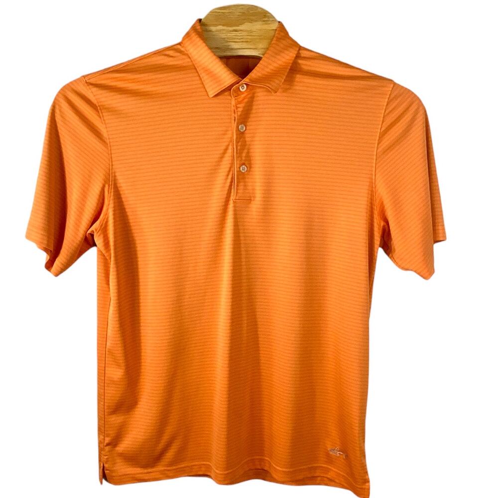 Greg Norman Orange Stripe Polo Shirt - Size Large